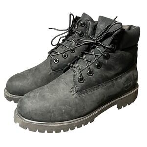 Timberland 6-Inch Premium Boot Boys 6.5 Black Nubuck‎ Waterproof A7539 12907